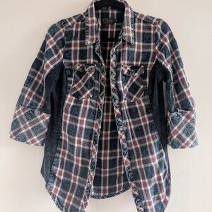 Ci Sono Women's Plaid Button-Up Shirt - Blue and Red